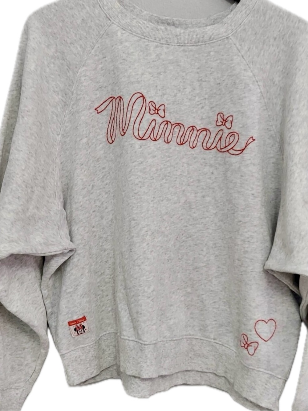 Old Navy X Disney Light Gray Sweatshirt with Red Minnie Patch, New, Size 3X
